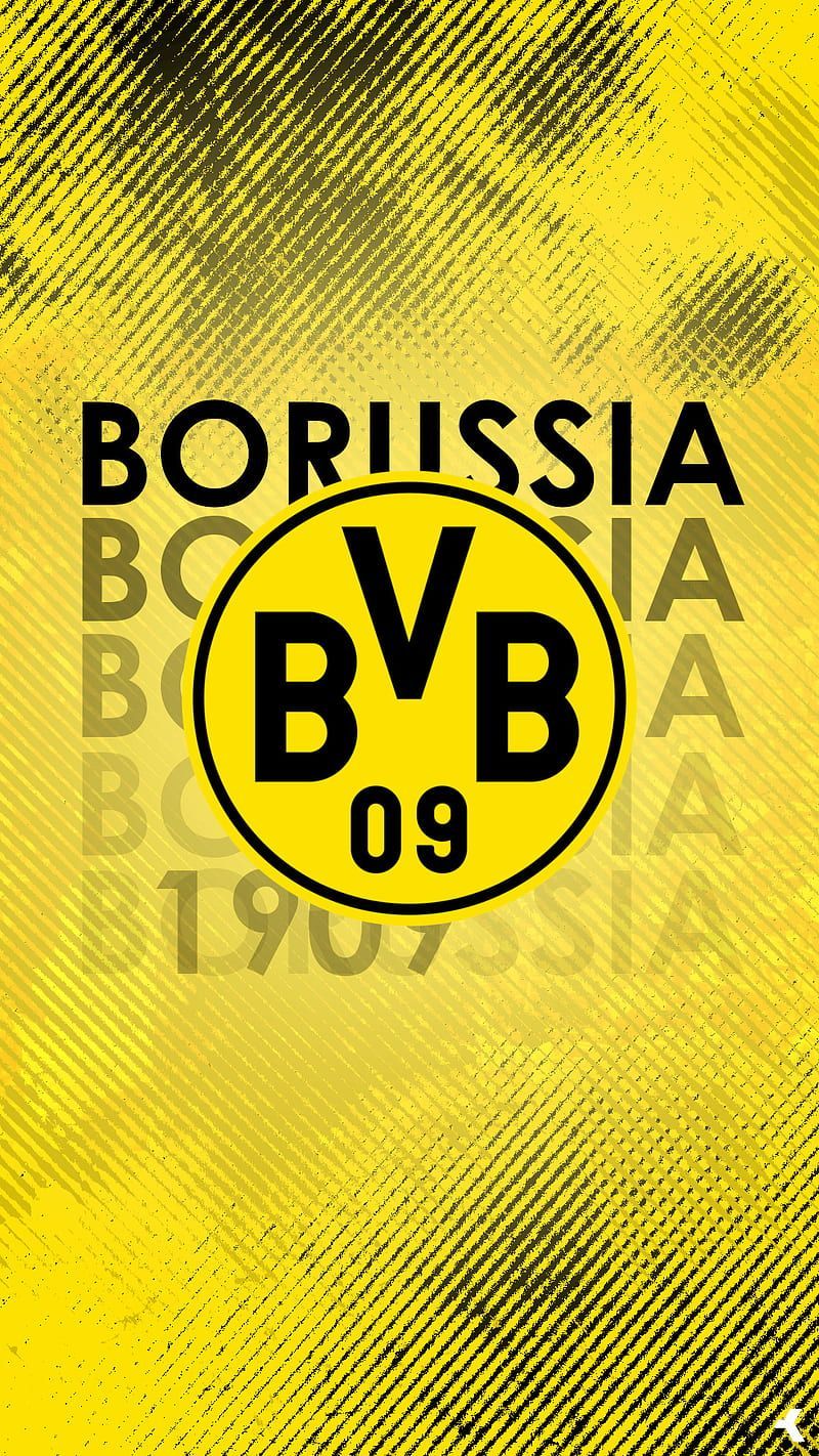 Borussia Dortmund, BVB-Logo, Typografie, Gelber Hintergrund, Sperrbildschirm fürs iPhone