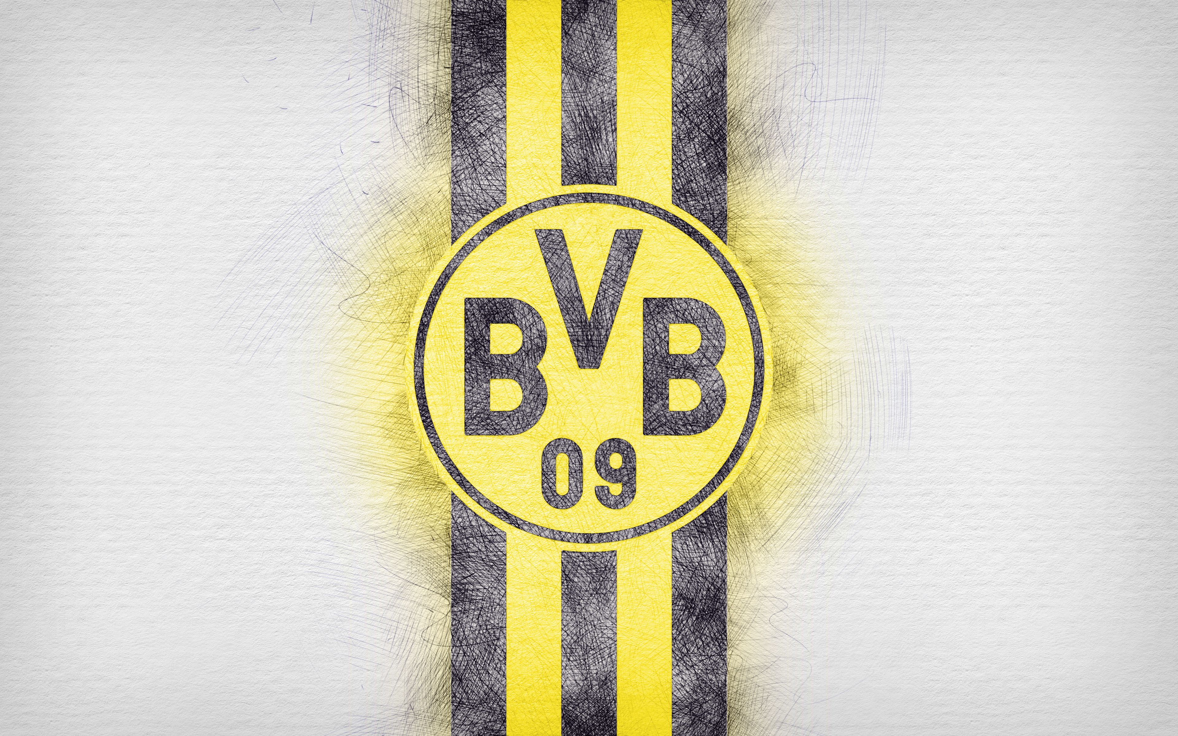 BVB-Logo, Streifen, Schwarz-gelb, Weißer Hintergrund, 4K Wallpaper