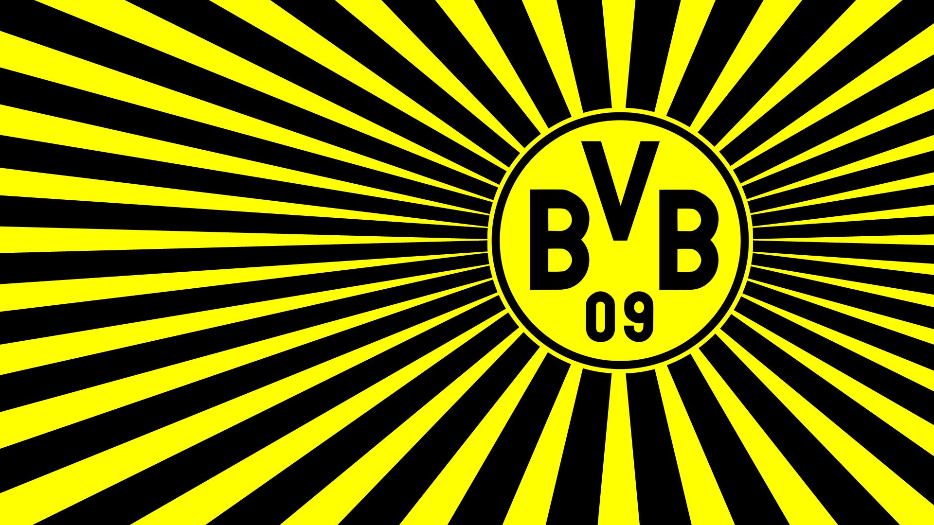 BVB-Logo, Strahlen, Schwarz-gelb, Grafikdesign, 1920x1080, Full-HD-Hintergrundbild für PC