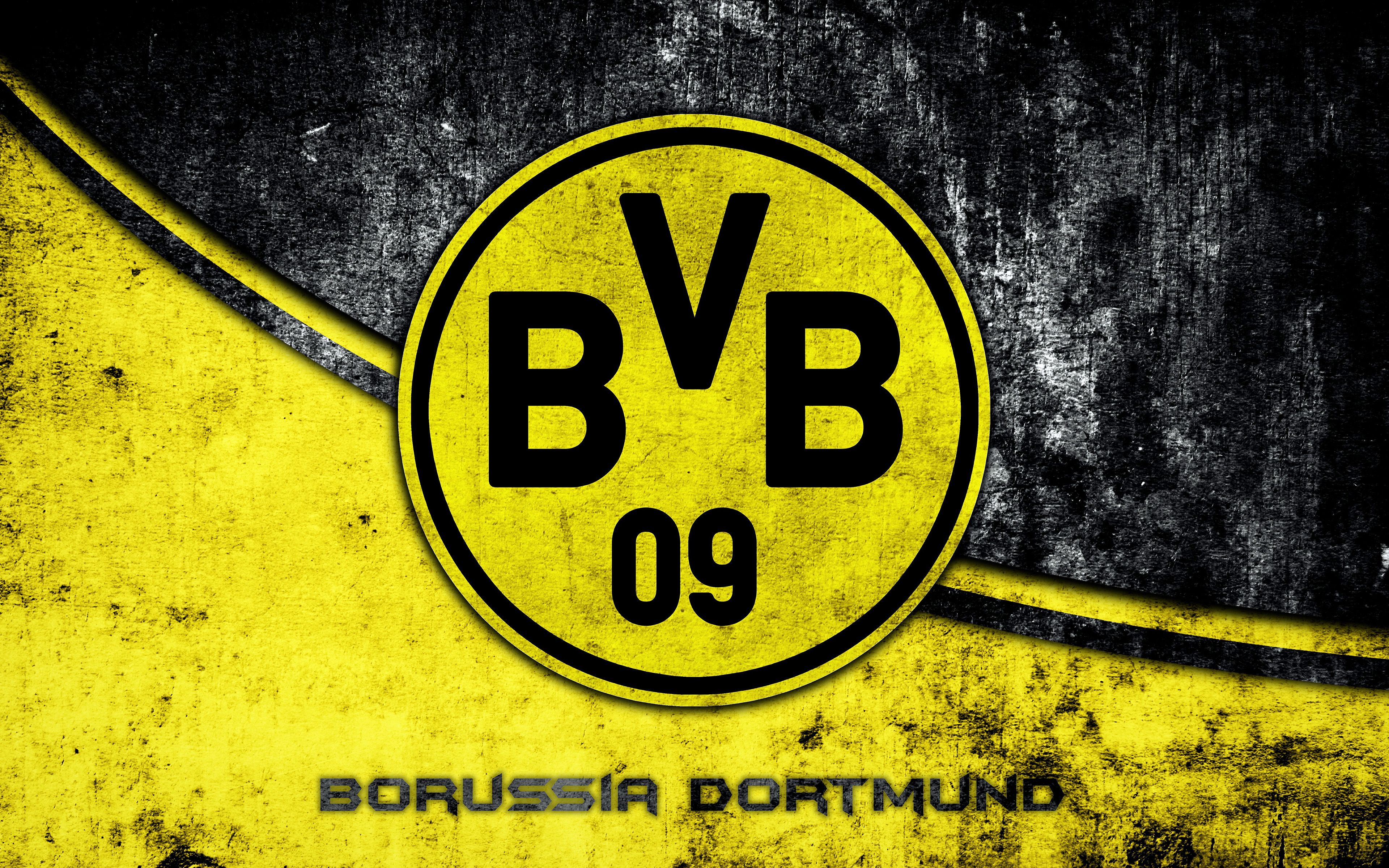 BVB-Logo, Borussia Dortmund, Grunge, Schwarz-gelb, 4K, Desktop-Hintergrund für Windows