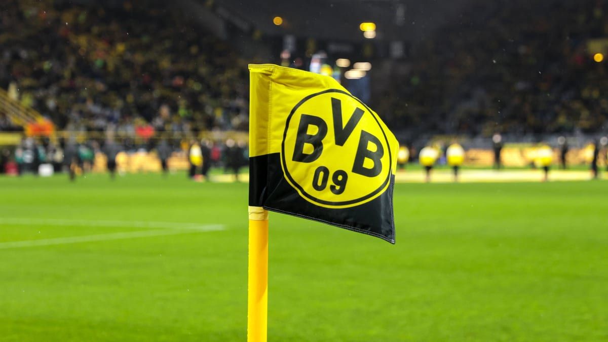 Eckfahne, BVB-Logo, Rasen, Stadion, Flutlicht, Hintergrundbild