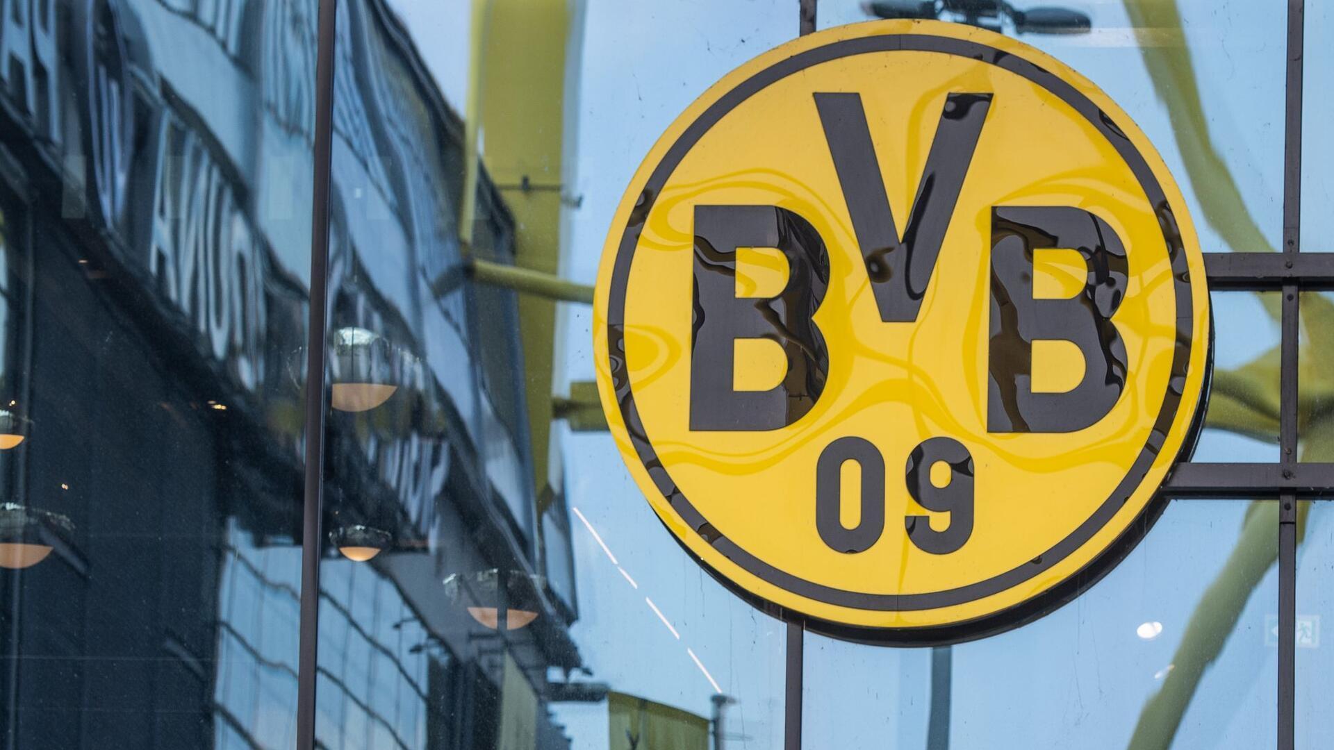 BVB-Logo, Vereinsschild, Gebäude, Blauer Himmel, 16:9, Full-HD-Hintergrundbild für den Desktop