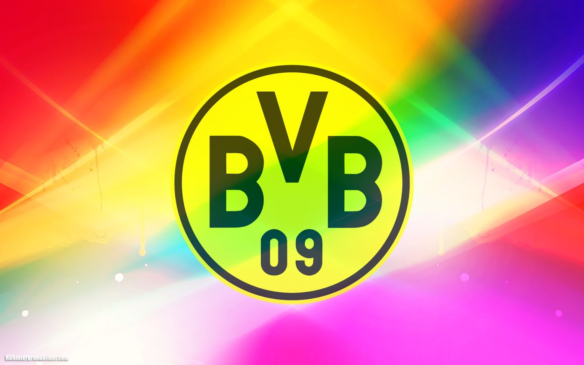 BVB-Logo, Regenbogenfarben, Lichteffekte, Bunt, Full HD, Desktop-Hintergrund für Windows