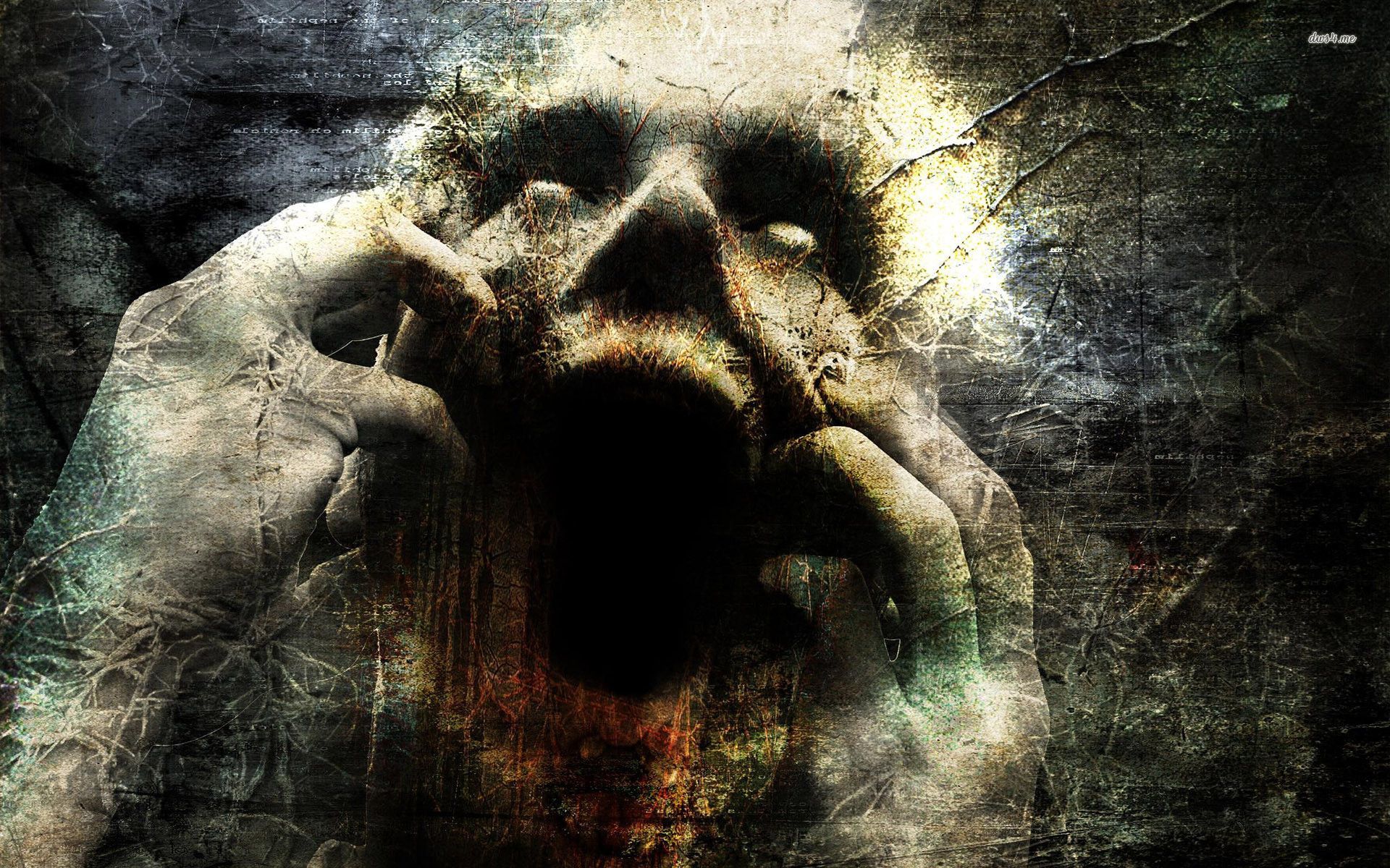 Schreiendes Gesicht, Hände, Grunge, Düster, Textur, 16:10, Full-HD-Hintergrundbild für den Desktop