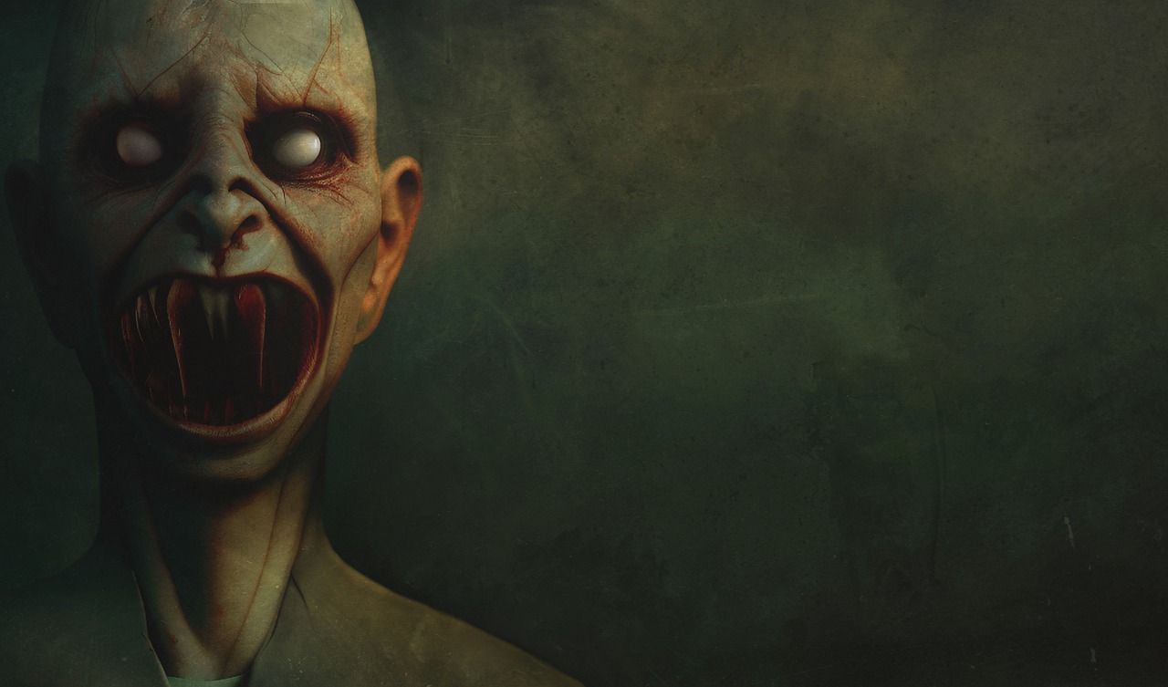 Vampir, Kreatur, Weiße Augen, Reißzähne, Grünlich, HD, Desktop-Hintergrund für Windows