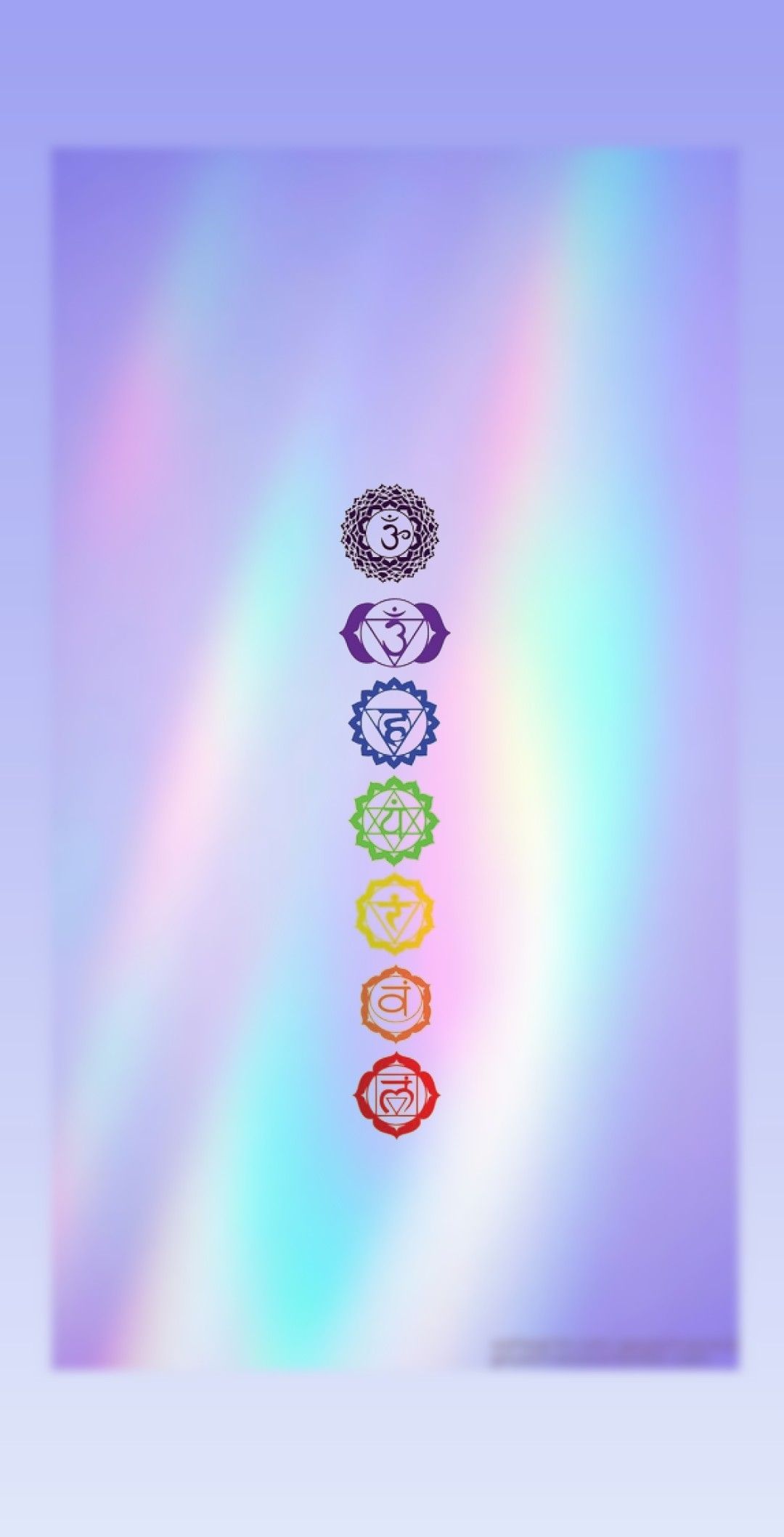 Chakra-Symbole, Holografisch, Pastelltöne, Minimalistisch, Hochformat, Android-Hintergrundbild
