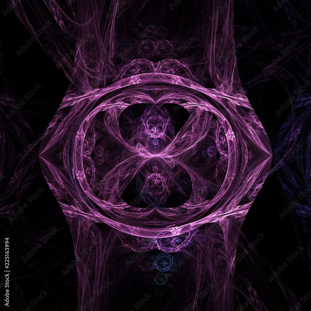 Fraktal, Lila Töne, Symmetrie, Dunkel, Hochformat, Hintergrundbild für iPad und Tablet