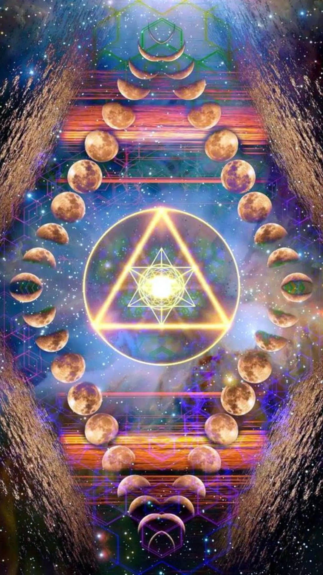 Heilige Geometrie, Dreieck, Psychedelisch, Symmetrie, Hochformat, Full HD, Handy-Hintergrund