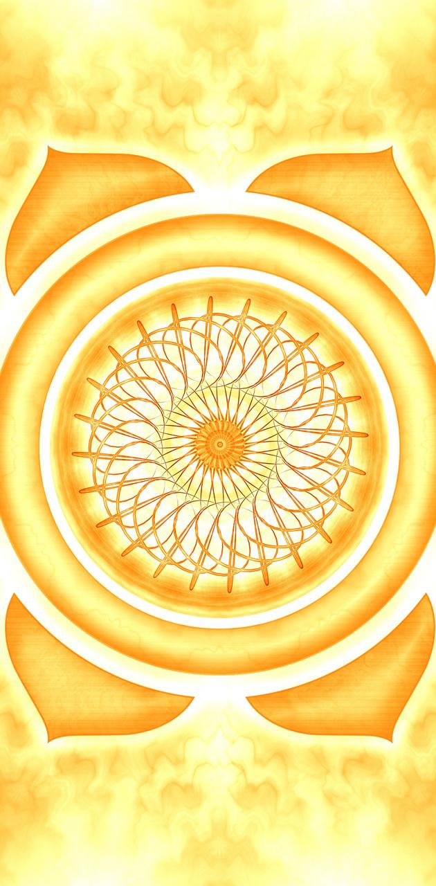 Solarplexus-Chakra, Mandala, Gelb, Leuchten, Hochformat, Hintergrundbild fürs Handy