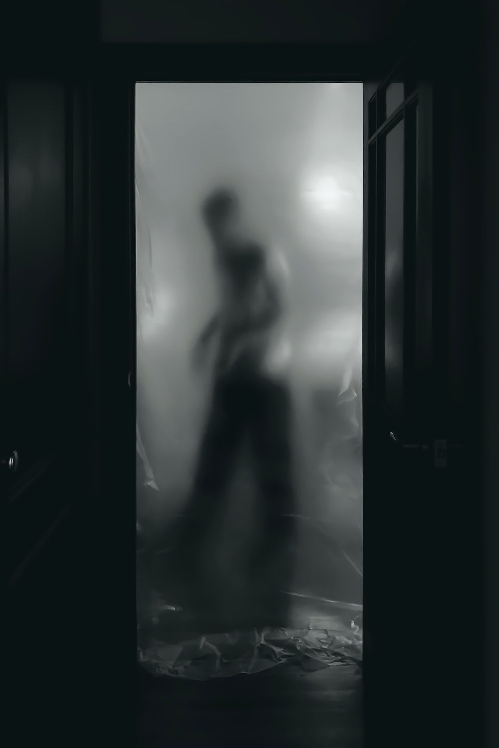 Geist, Tür, Silhouette, Nebel, Dunkel, HD, Hintergrundbild fürs Handy