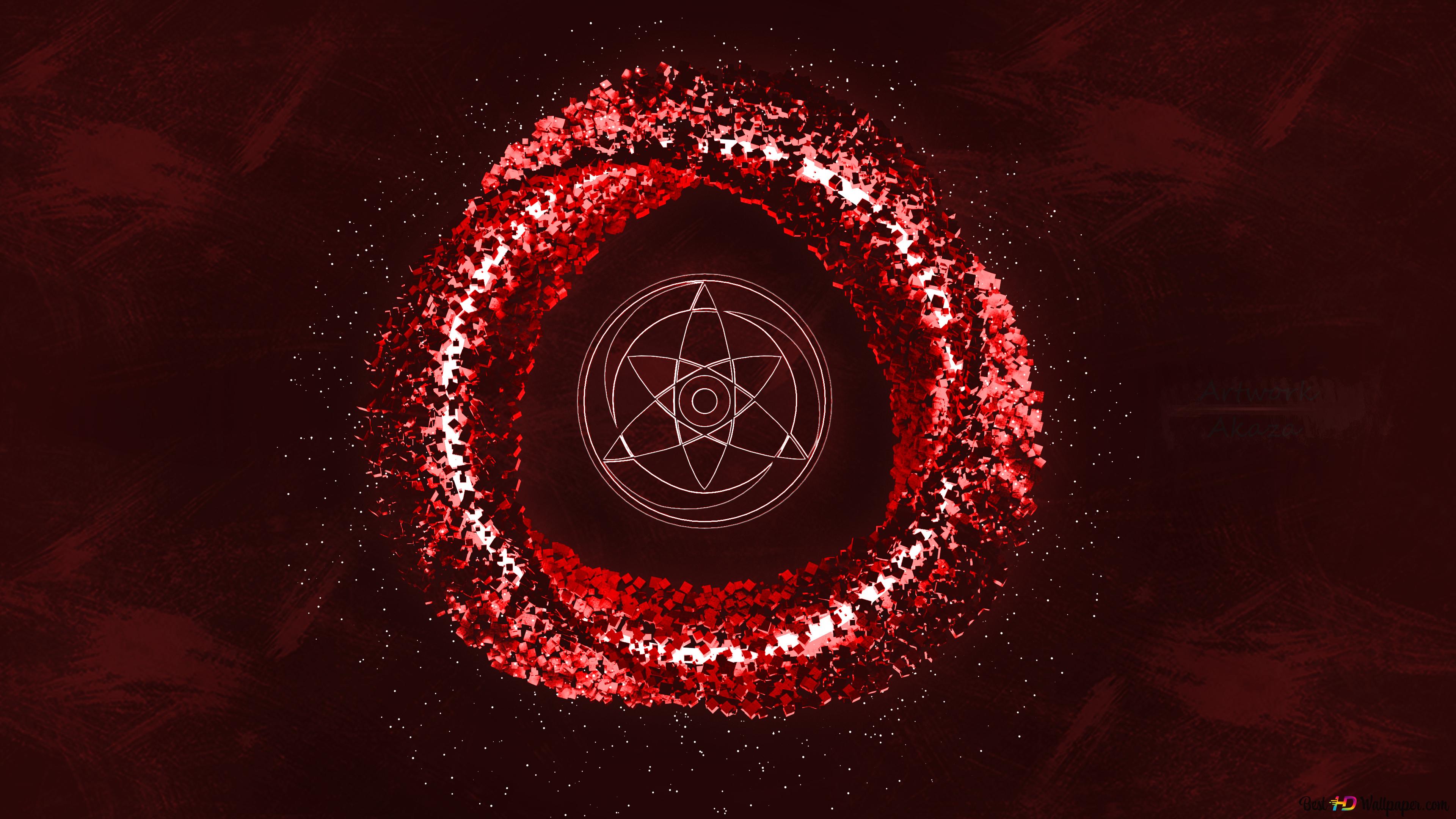 Wurzelchakra, Roter Ring, Heilige Geometrie, Partikel, Dunkelrot, 4K, Laptop-Hintergrundbild