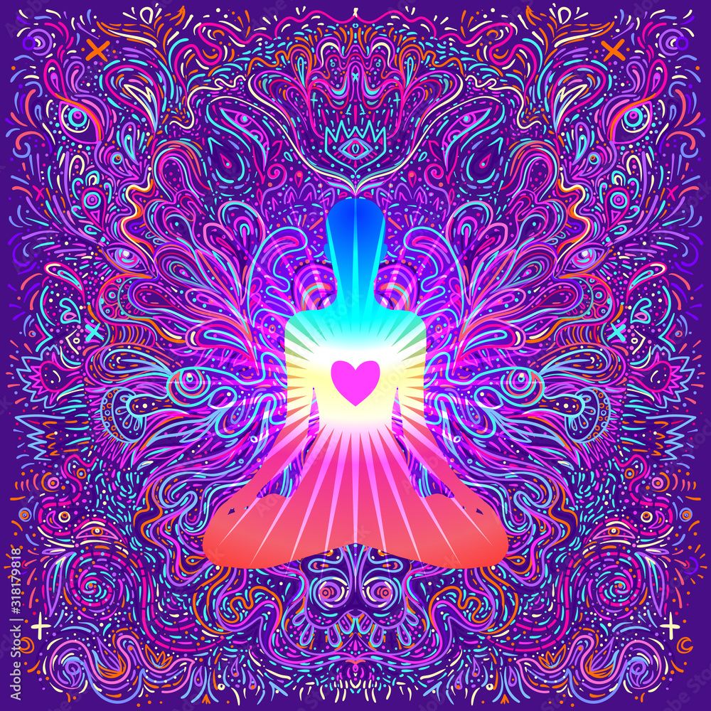 Meditation, Herz, Psychedelisch, Muster, Lila, Hintergrundbild für iPad und Tablet
