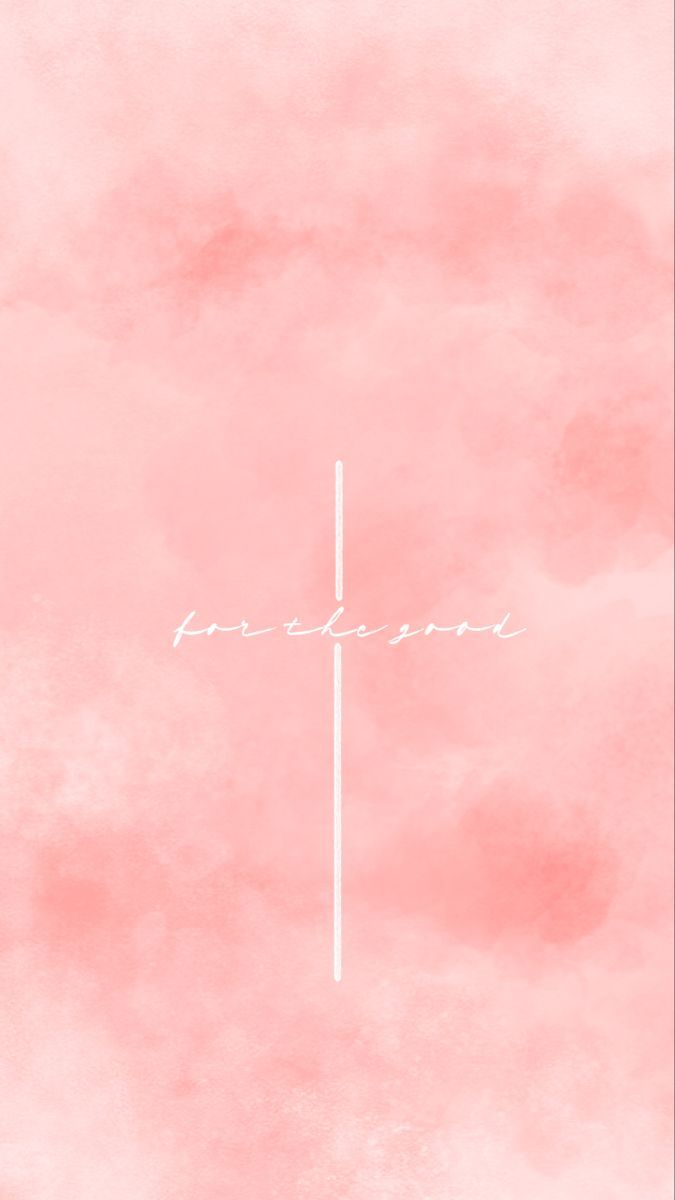 Kreuz, Rosa Aquarell, Minimalistisch, Feiner Schriftzug, Hintergrundbild fürs Handy