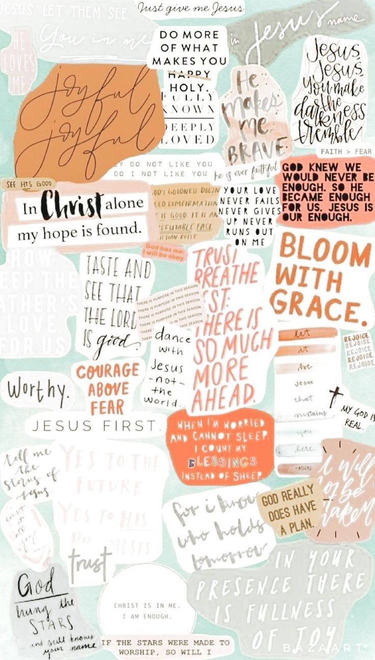 Collage, Bibelverse, Bloom with Grace, Ästhetik, Pastelltöne, HD, Handy-Hintergrund