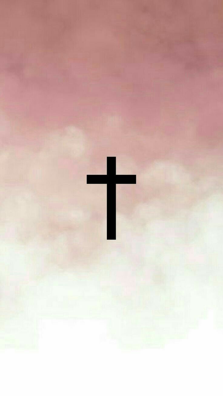 Kreuz, Rosa Wolken, Aquarell, Minimalistisch, Pastelltöne, HD, iPhone-Hintergrundbild
