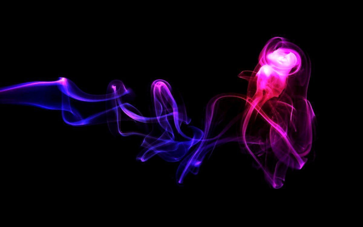 Rauch, Neonfarben, Pink, Violett, Schwarzer Hintergrund, Wallpaper