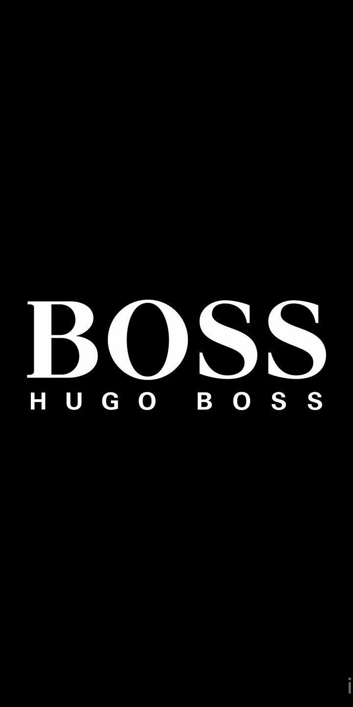 Hugo Boss, BOSS-Logo, Schwarzer Hintergrund, Weiße Schrift, Minimalistisch, Sperrbildschirm fürs iPhone