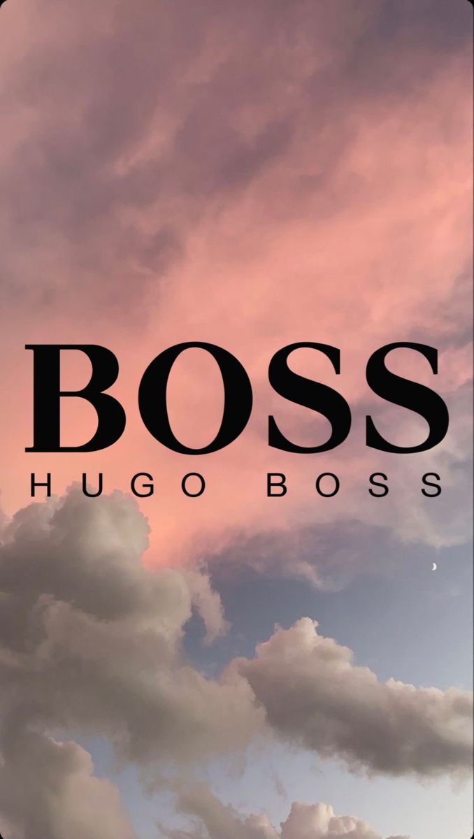 Hugo Boss, BOSS-Logo, Rosa Wolken, Himmel, Dämmerung, Hintergrundbild für iPhone und Android