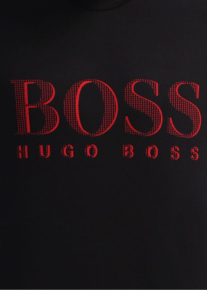 Hugo Boss, BOSS-Logo, Roter Schriftzug, Schwarzer Stoff, Modemarke, HD, iPad-Hintergrundbild