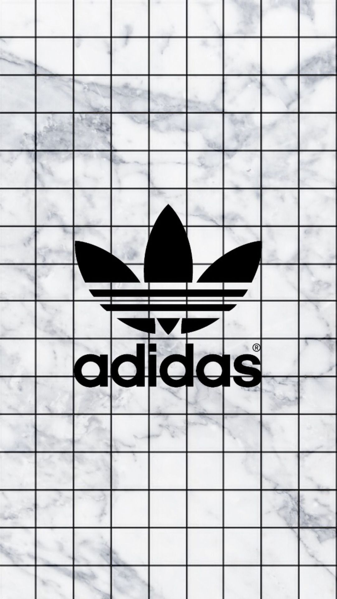 Adidas, Trefoil-Logo, Marmor, Gitternetz, Weiß, Full HD, Handy-Hintergrund im Hochformat