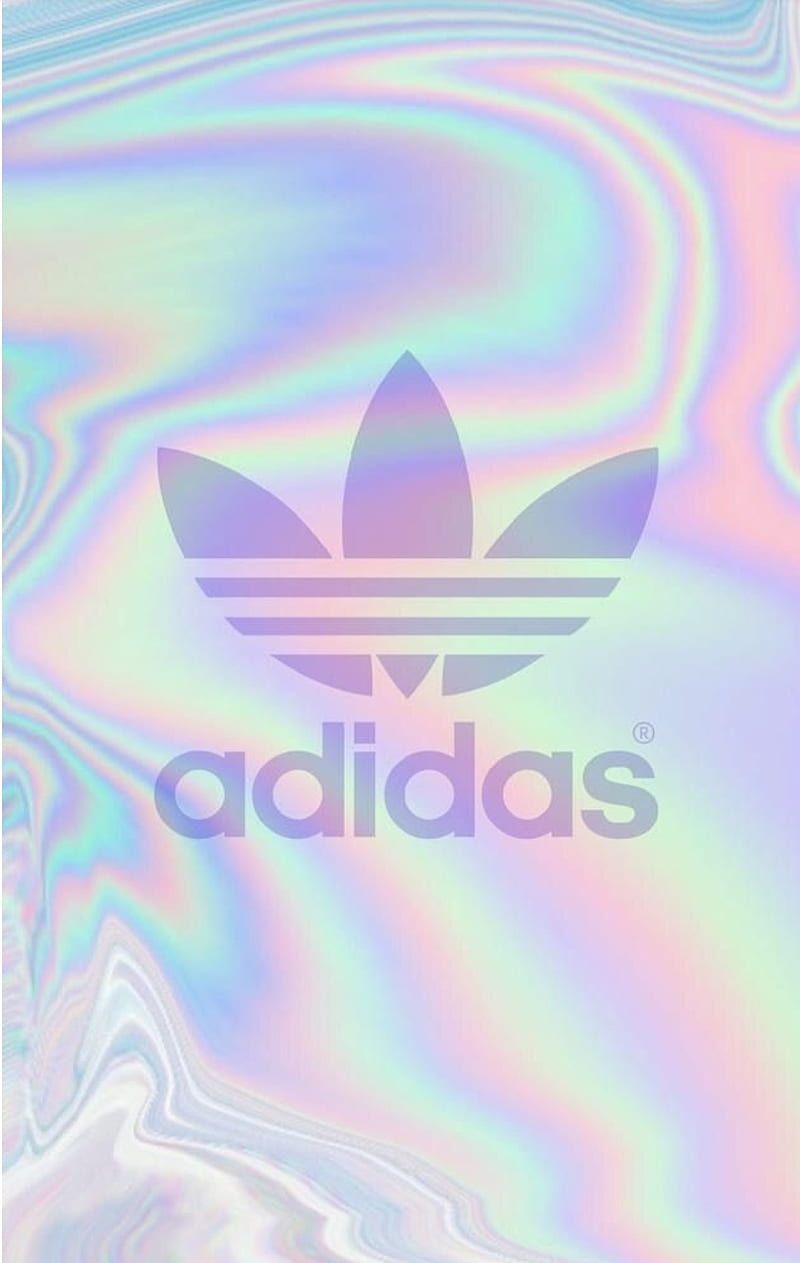Adidas, Trefoil-Logo, Holografisch, Regenbogenfarben, Pastell, Android-Hintergrundbild