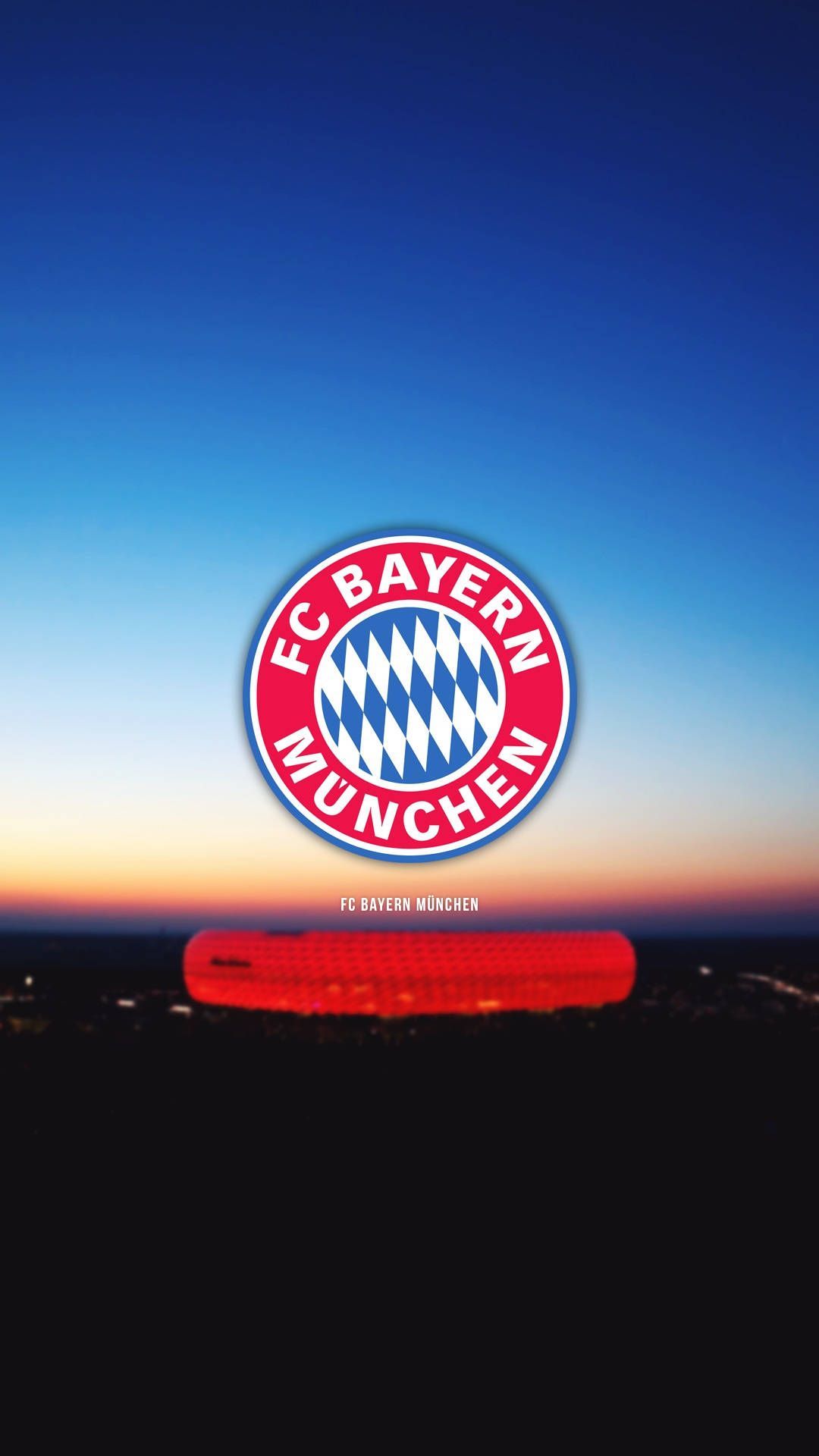 FC Bayern München, Vereinswappen, Allianz Arena, Nachthimmel, Rotes Licht, Full HD, iPhone-Hintergrundbild