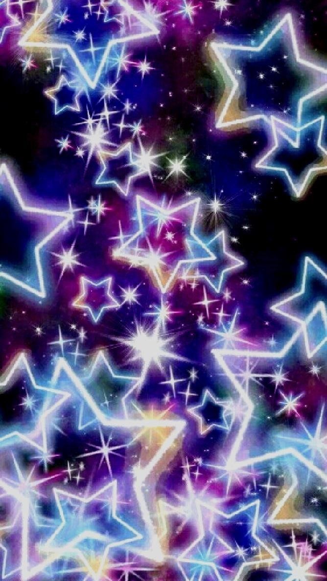 Sterne, Neonsterne, Muster, Bunt, Leuchtend, Hochformat, Hintergrundbild fürs Smartphone