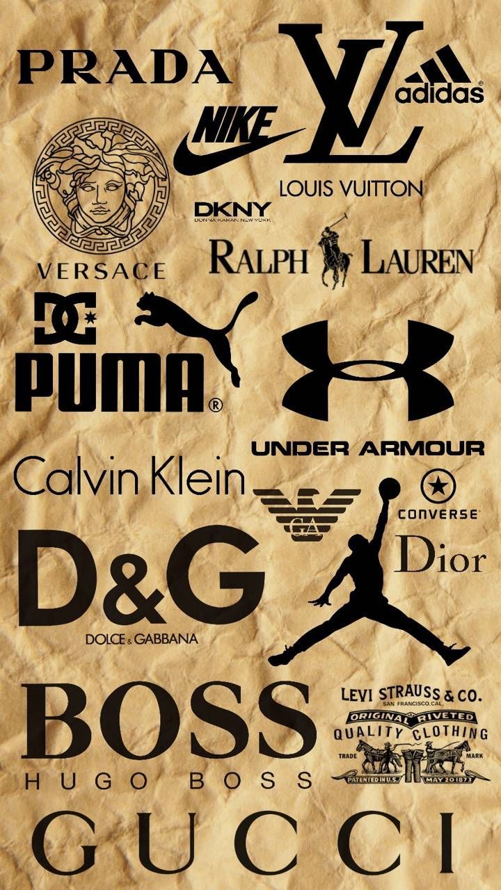 Modemarken-Logos, Prada, Louis Vuitton, Gucci, Hugo Boss, Collage, HD, Handy-Hintergrundbild