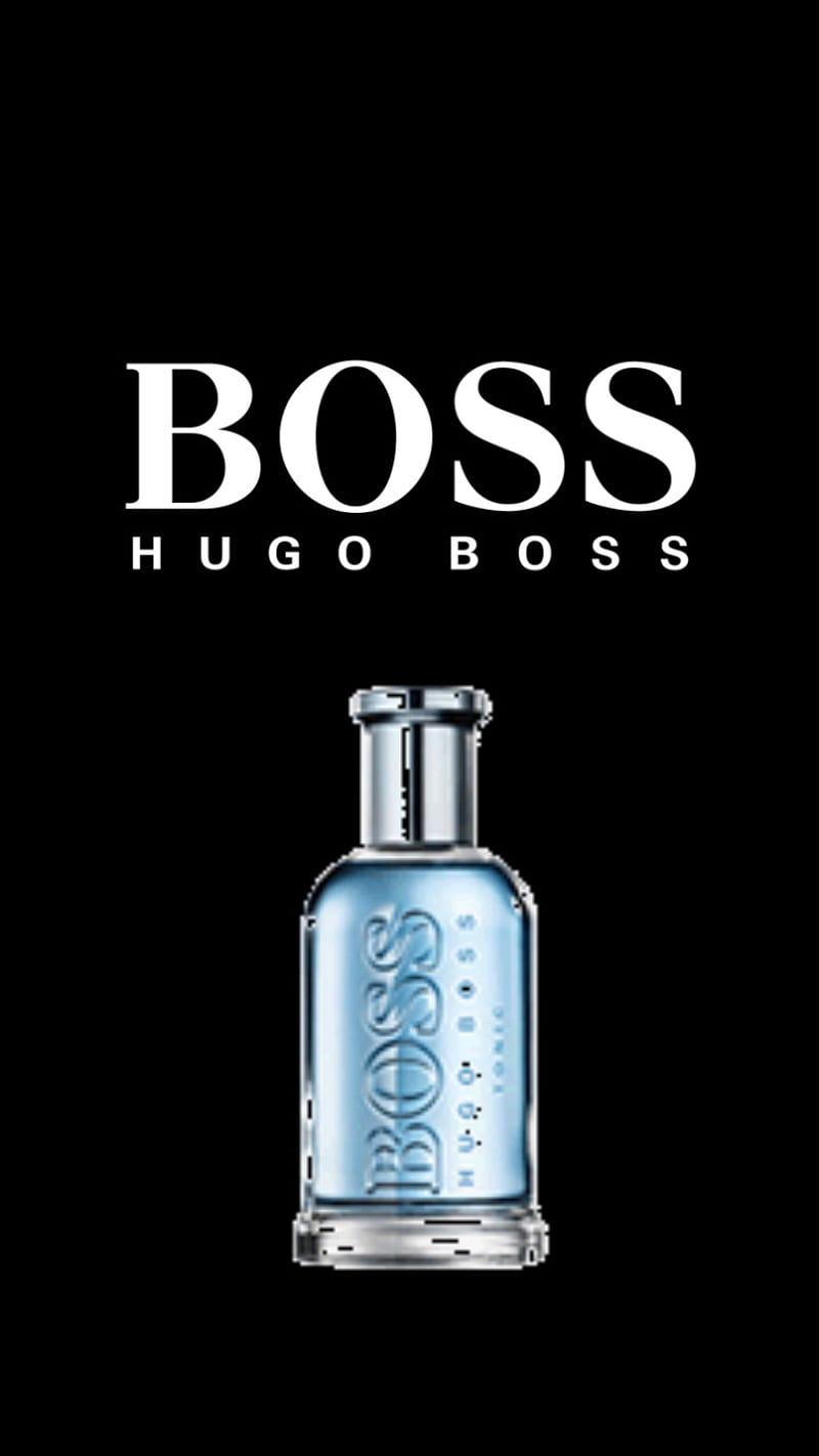 Boss Bottled, Hugo Boss, Parfümflakon, Blauer Flakon, Schwarzer Hintergrund, Sperrbildschirm