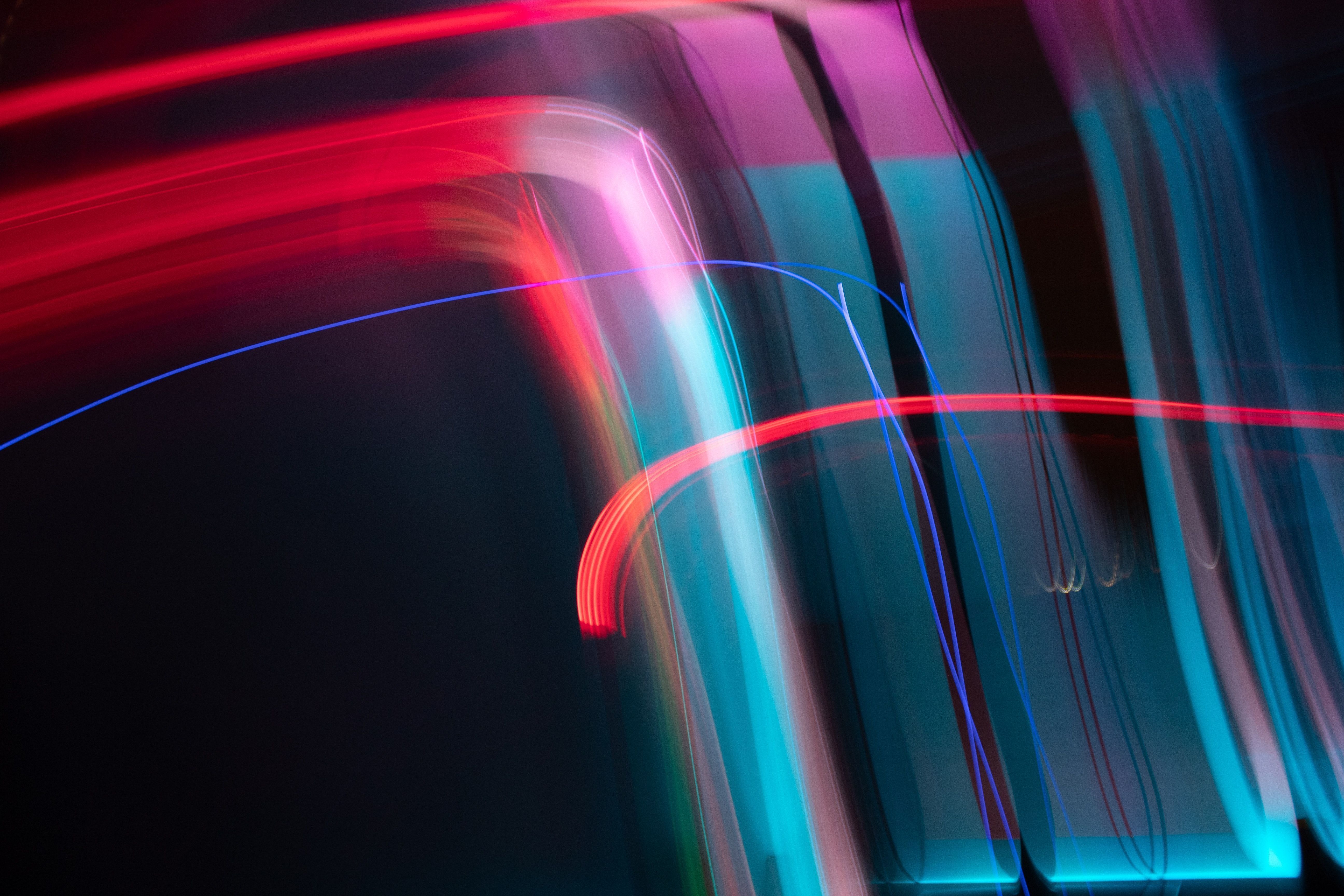 Lichtstreifen, Neon, Rot-Blau, Abstrakt, Bewegung, 5K, Hintergrund für den Desktop