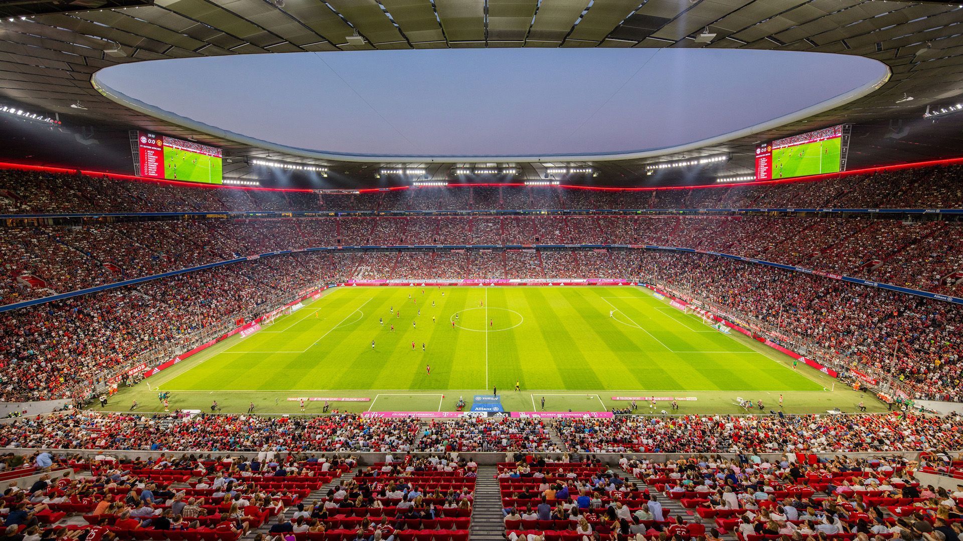 Allianz Arena, FC Bayern München, Volles Stadion, Spielfeld, Zuschauer, 1920x1080, Desktop-Hintergrund
