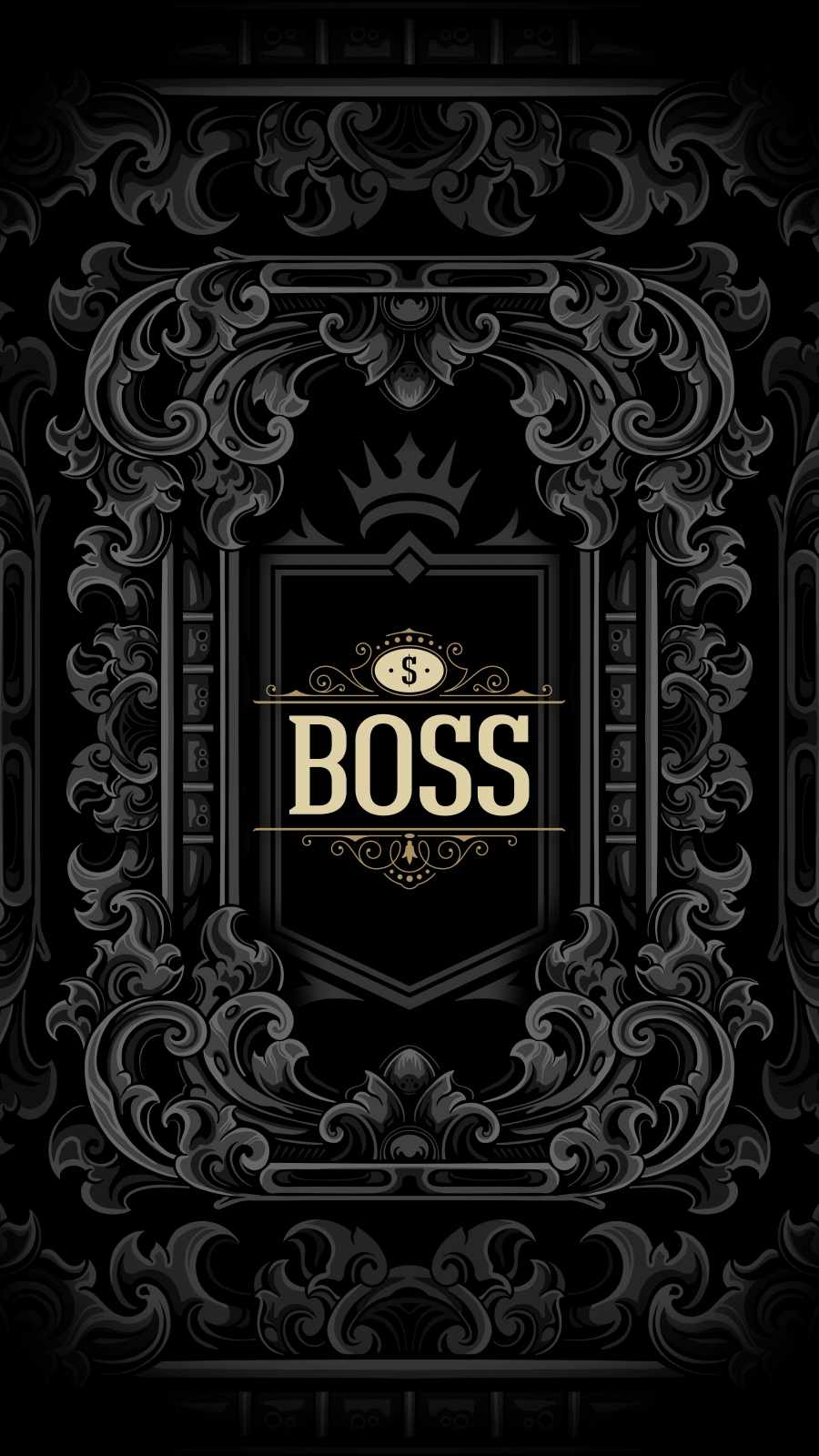Hugo Boss, BOSS-Logo, Ornamente, Schwarz-Silber, Barock, HD, Handy-Hintergrund