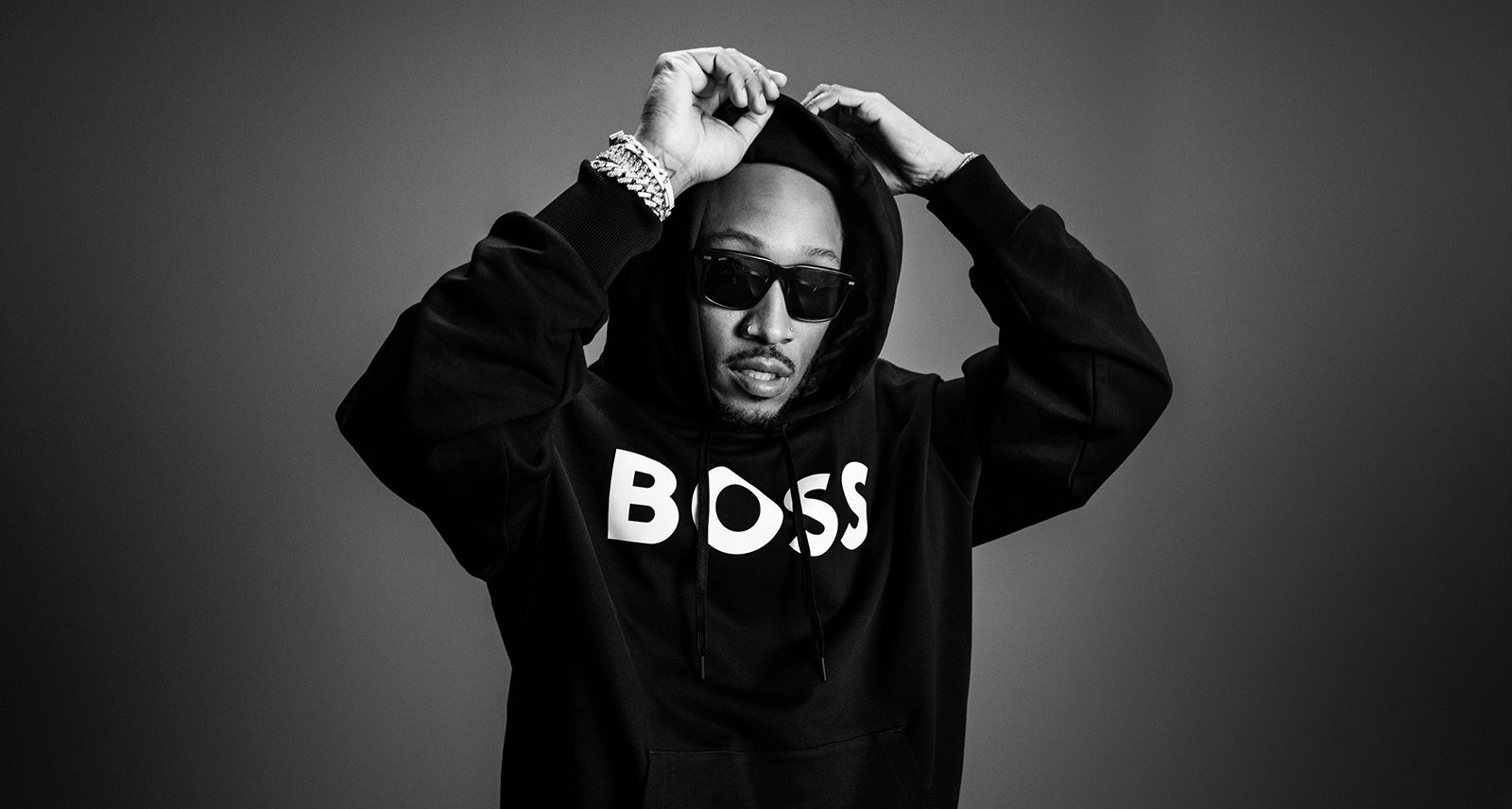 Future, Hugo Boss, Hoodie, Schwarz-Weiß, Sonnenbrille, HD, Hintergrundbild für den PC