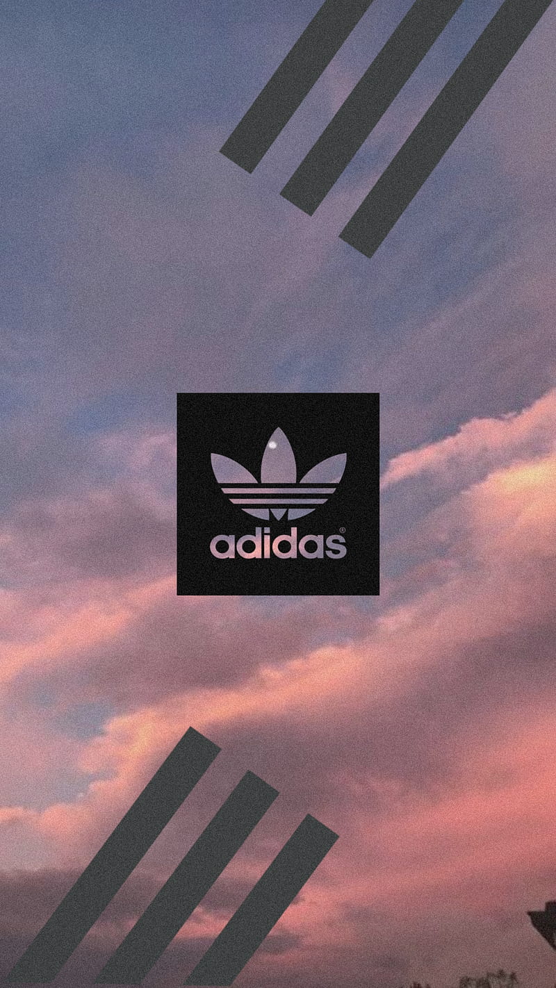 Adidas, Adidas-Logo, Drei Streifen, Wolken, Rosa Himmel, HD, iPhone-Hintergrundbild