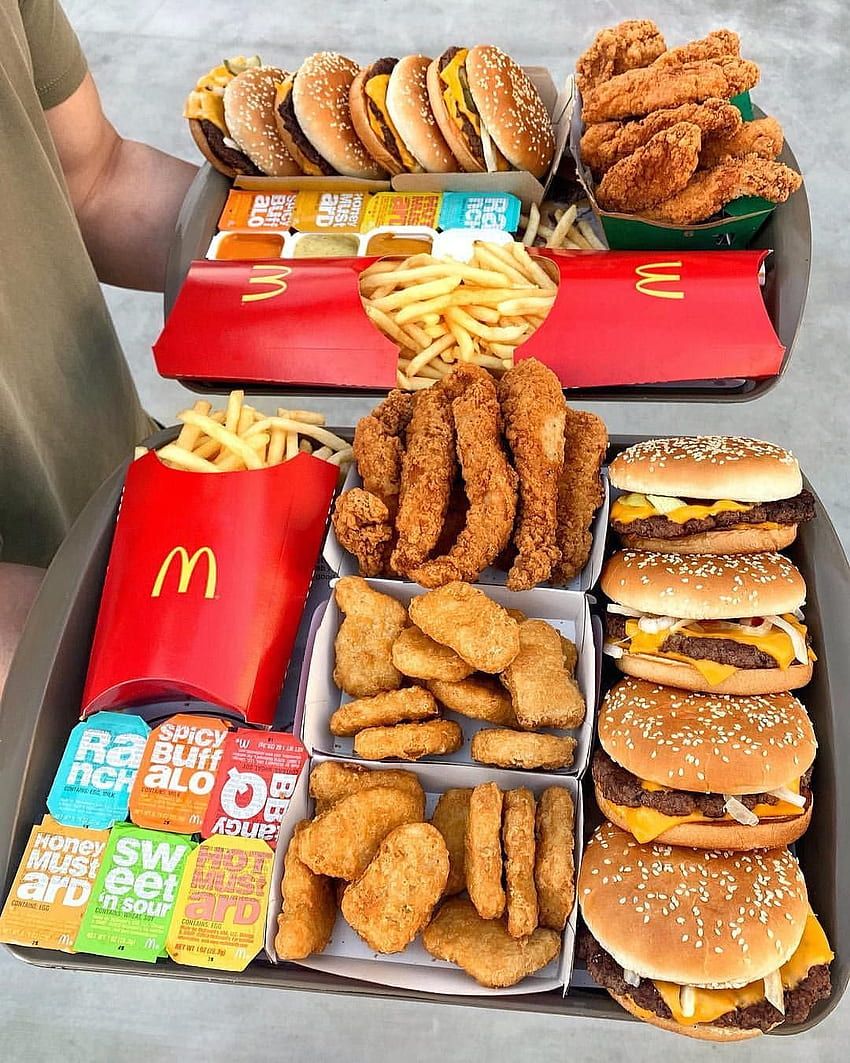 McDonald's, Chicken McNuggets, Burger, Pommes, Fast Food, Tablett, HD, iPad-Hintergrundbild