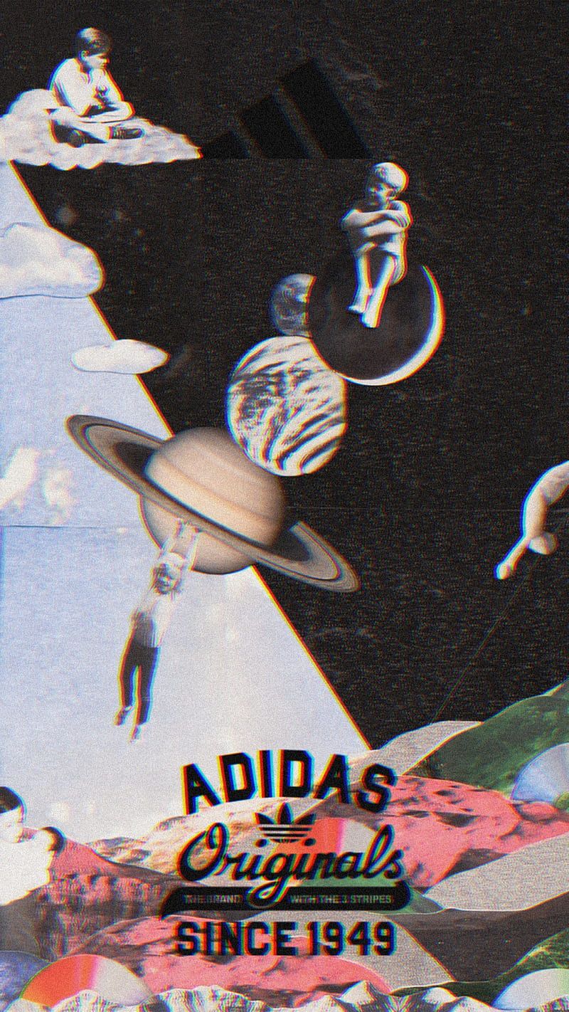 Adidas Originals, Since 1949, Astronaut, Planet, Collage, Retro, HD, Handy-Hintergrundbild