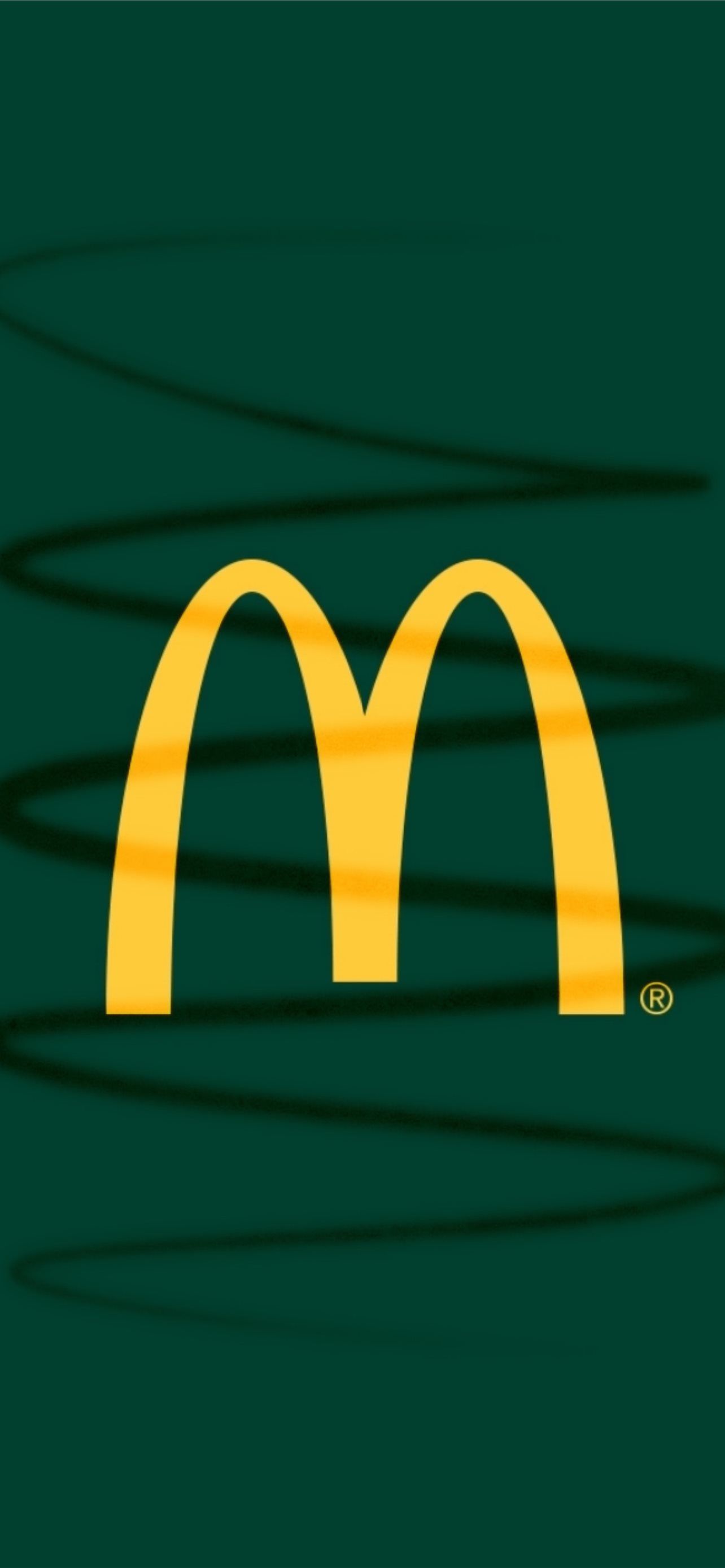 McDonald's-Logo, Gelbes M, Dunkelgrüner Hintergrund, Minimalistisch, Sperrbildschirm fürs iPhone