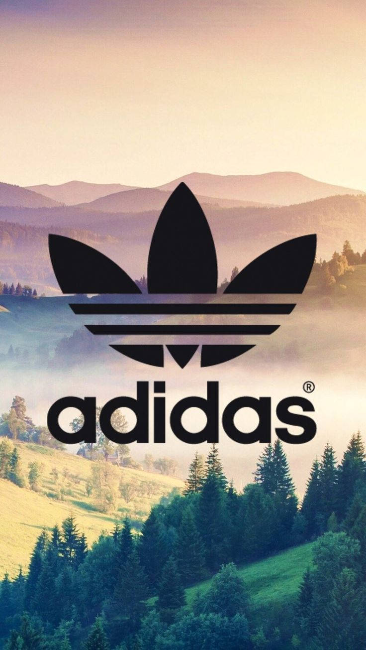 Adidas, Trefoil-Logo, Berge, Wald, Landschaft, Dunst, HD, Hintergrundbild fürs Handy