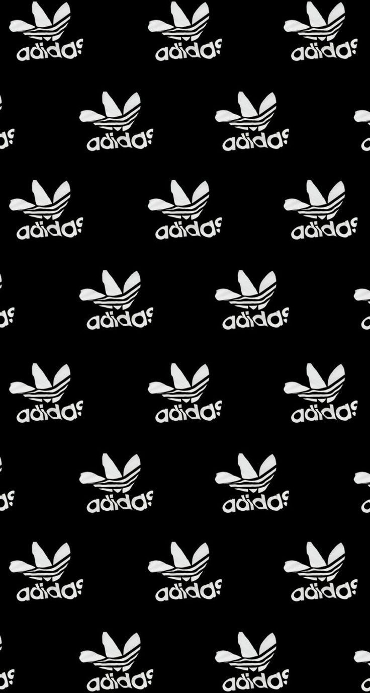Adidas, Trefoil-Logo, Logo-Muster, Schwarz-Weiß, Hochformat, Hintergrundbild fürs Smartphone