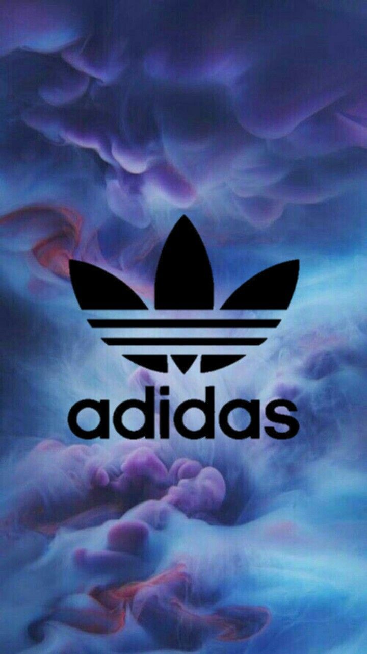 Adidas, Trefoil-Logo, Rauch, Lila, Blau, Abstrakt, HD, Hintergrundbild fürs Handy