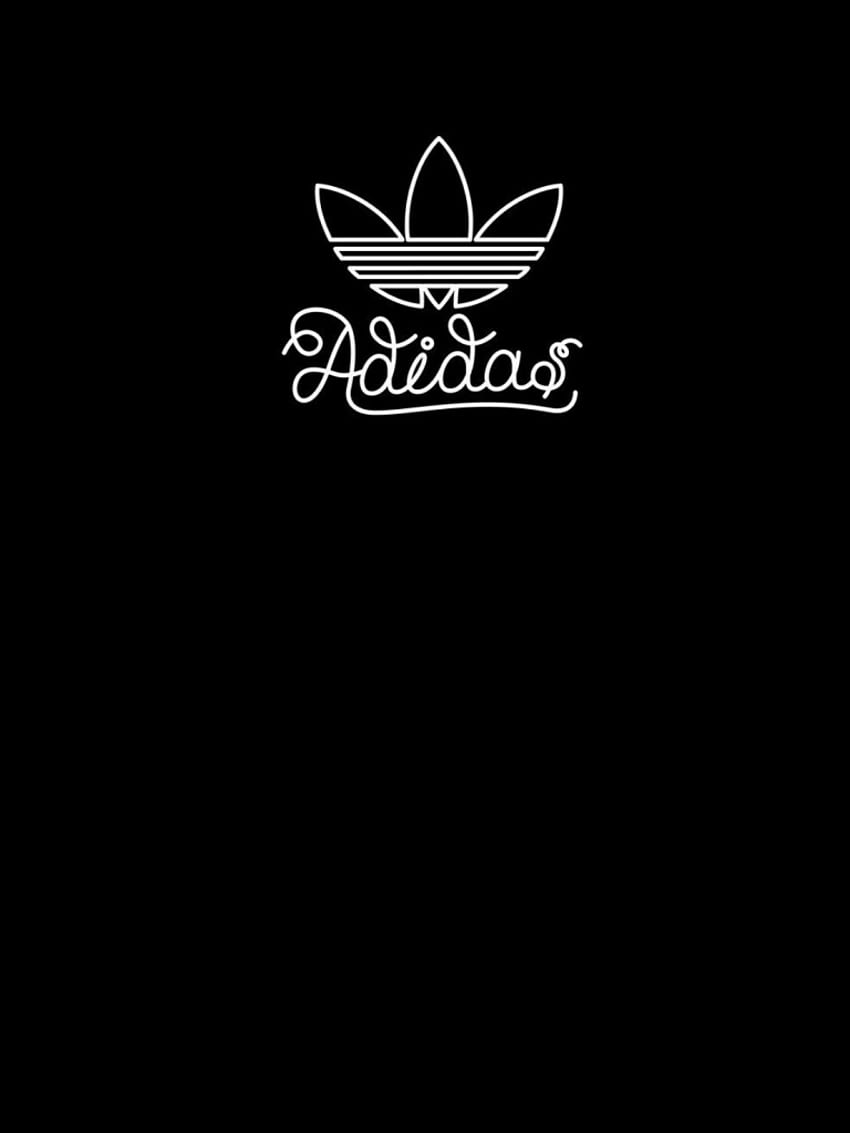 Adidas, Trefoil-Logo, Schreibschrift, Schwarzer Hintergrund, Minimalistisch, HD Wallpaper