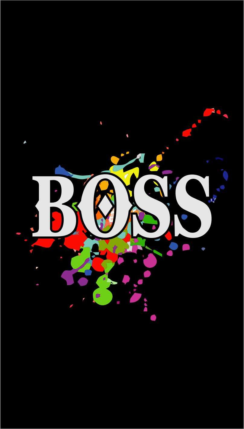 Hugo Boss, BOSS-Logo, Farbspritzer, Schwarzer Hintergrund, Bunt, Sperrbildschirm fürs iPhone