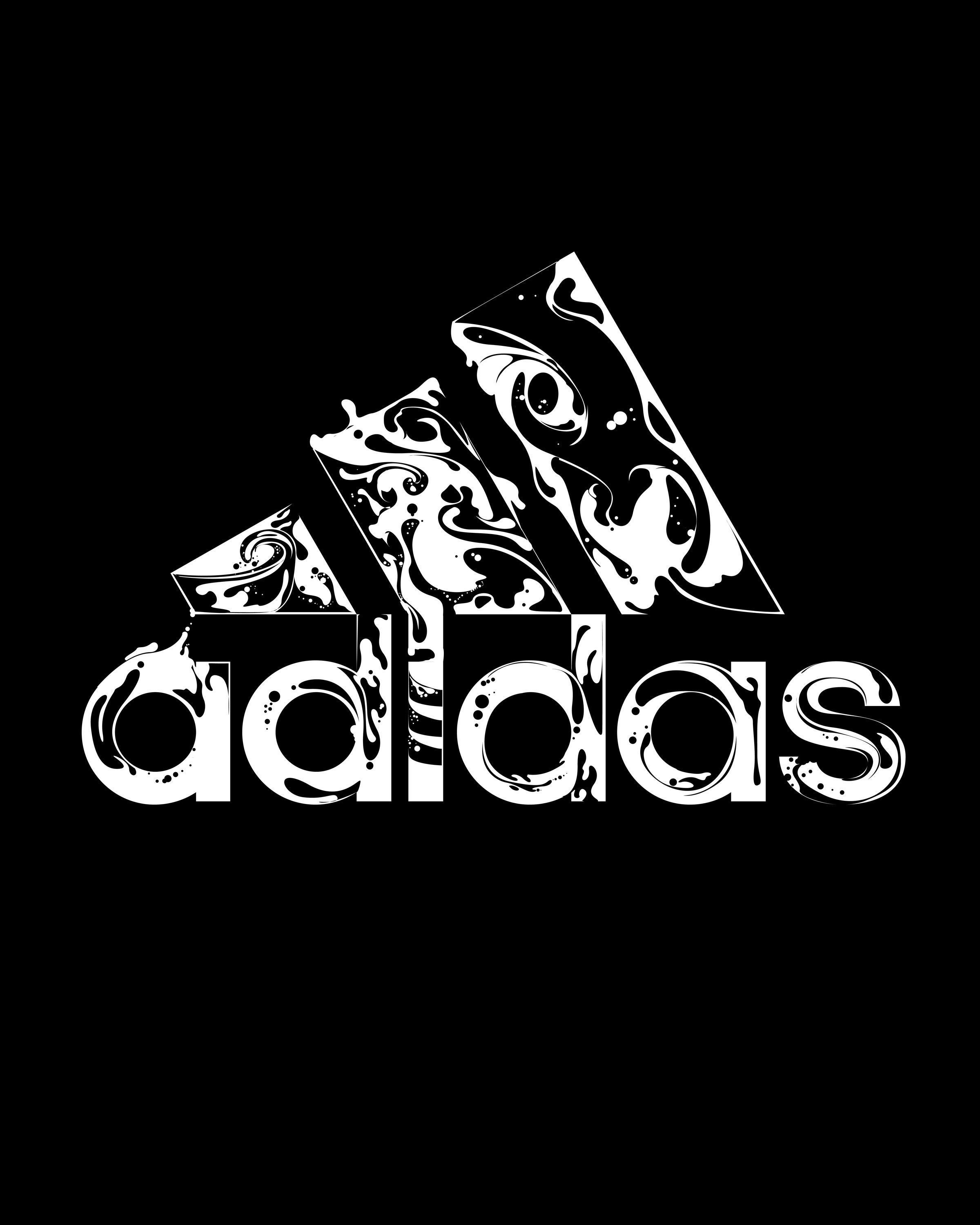 Adidas, Performance-Logo, Blumenmuster, Schwarz-Weiß, QHD+, Hintergrundbild fürs Tablet