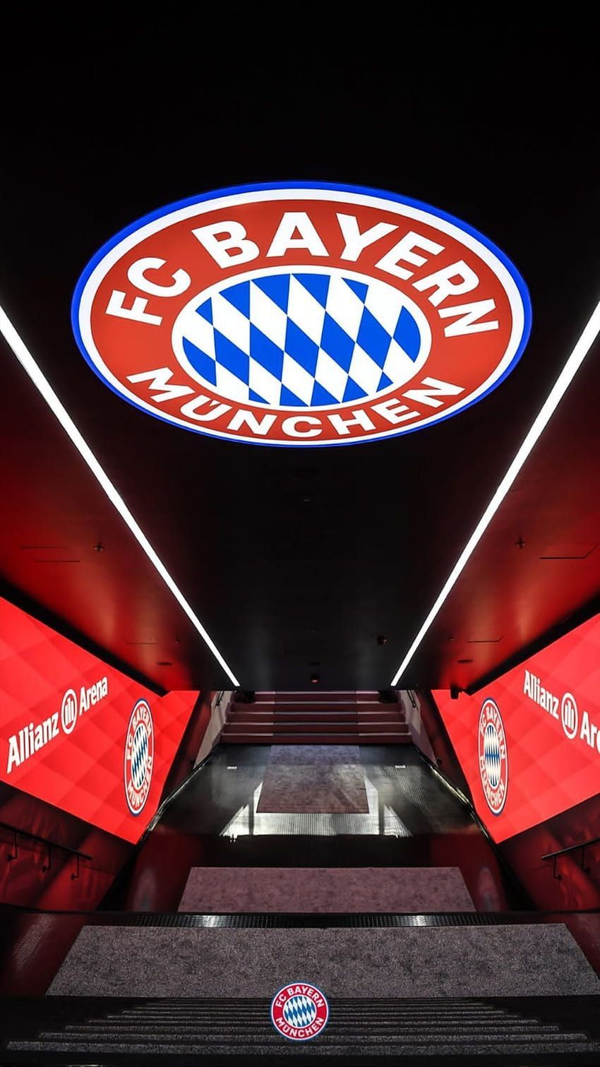 FC Bayern München, Vereinswappen, Spielertunnel, Rot, Allianz Arena, Android-Hintergrundbild