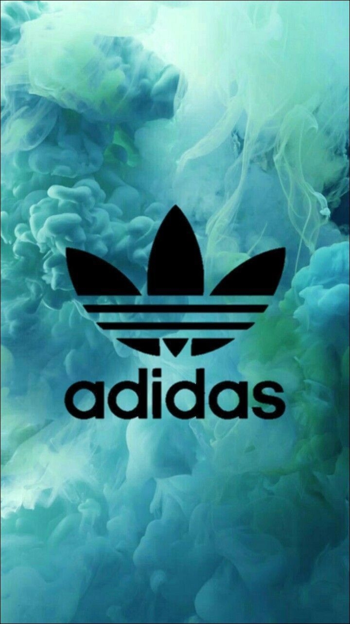 Adidas, Trefoil-Logo, Türkiser Rauch, Abstrakt, Blaugrün, Android-Hintergrundbild