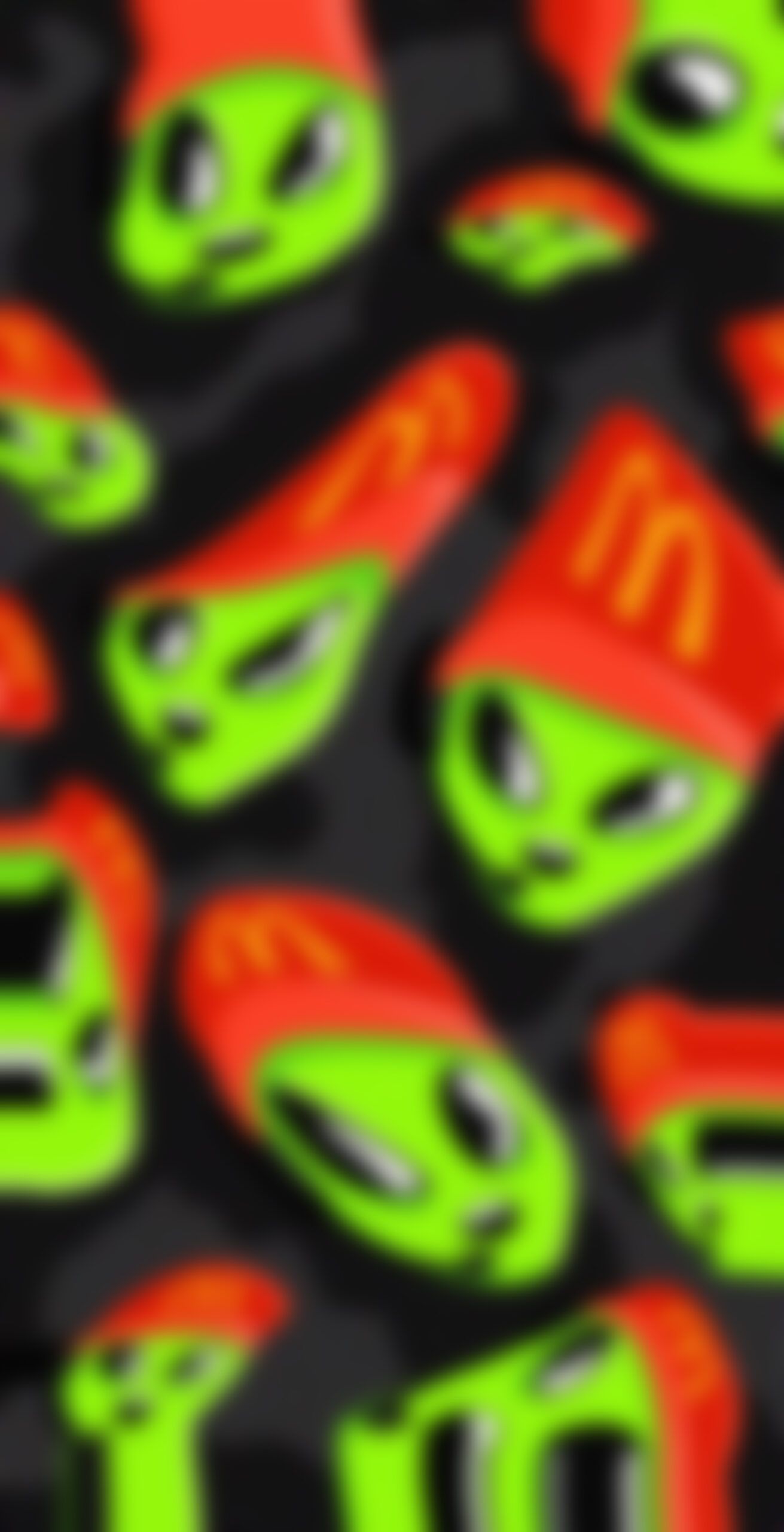 McDonald's, Muster, Aliens, Grün-Rot, Pop Art, Hintergrundbild für iPhone und Android