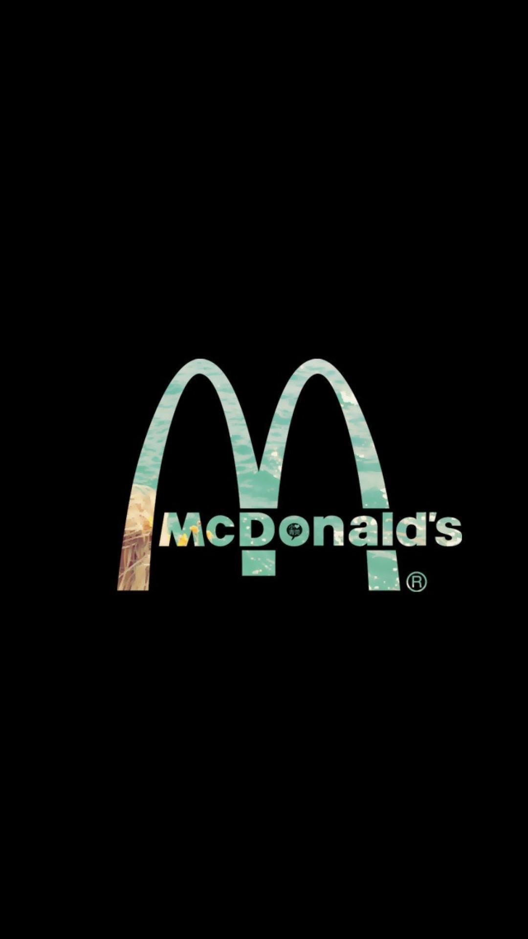 McDonald's-Logo, Schriftzug, Schwarzer Hintergrund, Minimalistisch, Sperrbildschirm fürs iPhone