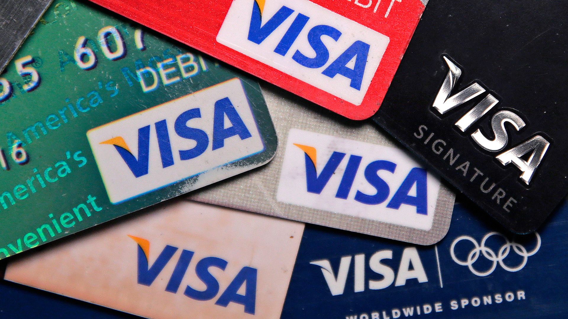 Visa, Visa Signature, Olympische Ringe, Debitkarten, Logo, Full HD, Windows-Hintergrundbild