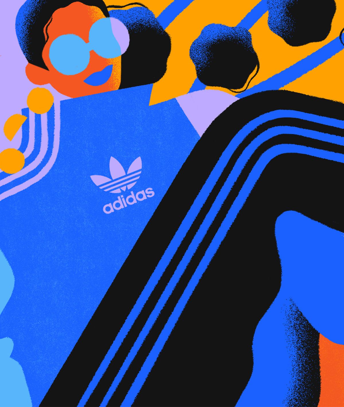 Adidas, Trefoil-Logo, Illustration, Drei Streifen, Blau, Orange, Hintergrundbild fürs iPad