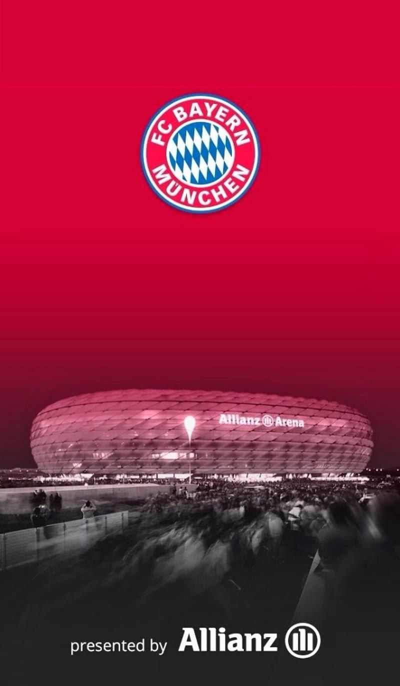 FC Bayern München, Vereinswappen, Allianz Arena, Roter Farbverlauf, Allianz, Smartphone-Hintergrund